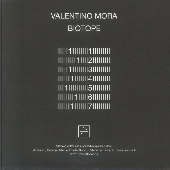 Valentino Mora – Biotope (2x12", Spazio Disponibile, 2025) back cover
