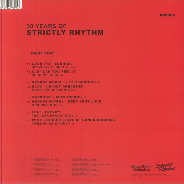 Various – 30 Years Of Strictly Rhythm Part One (2x12", Strictly Rhythm, 2026) Back Cover