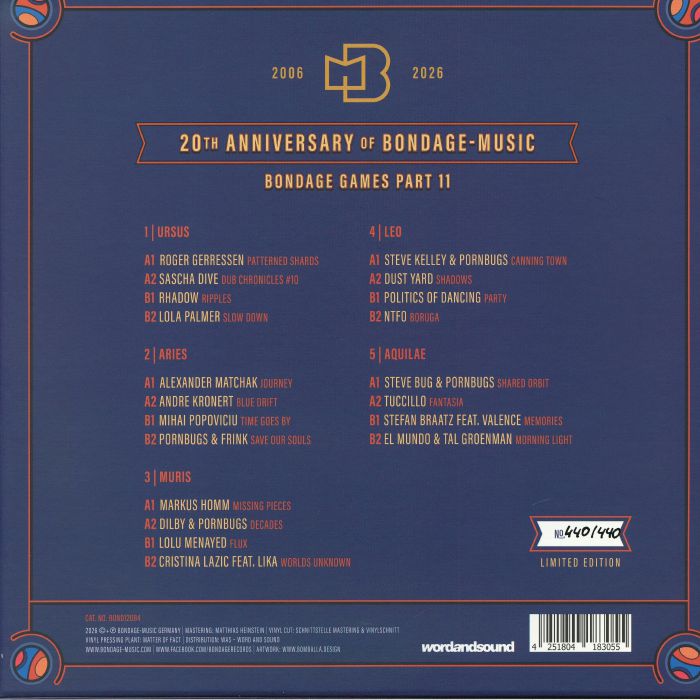 Various – Bondage Games Part 11 – Ltd. Box Edition (5x12"+Box Set, 180 g, Bondage Music, 2026) Back Cover
