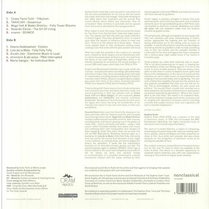 Various , Daphne Oram – vari/ations - Ode to Oram (LP, Nonclassical, 2025) back cover