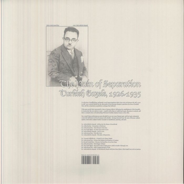 Various – The Pain Of Separation: Turkish Gazels, 1926-1935 (LP, Death Is Not The End, 2026) Back Cover