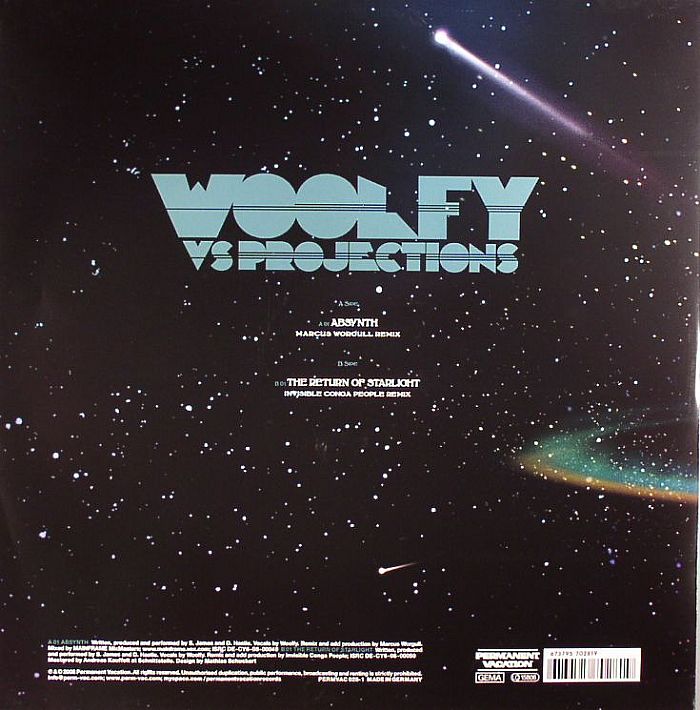 Woolfy vs Projections – Absynth / The Return Of Starlight (12", Permanent Vacation, 2008) Back Cover