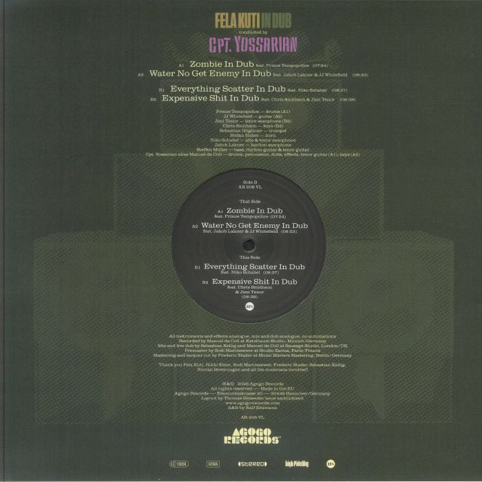 Yossarian – Fela Kuti In Dub (12", Agogo Records, 2026) Back Cover