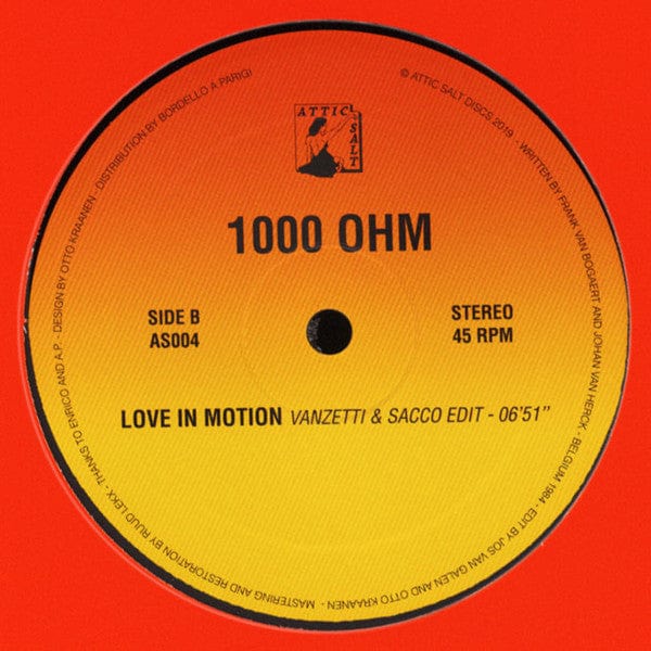 1000 Ohm – Love In Motion (12", Attic Salt Discs, 2019) Image 3