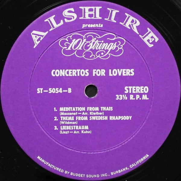 101 Strings – Concertos For Lovers (LP, Alshire, 1965) Image 4