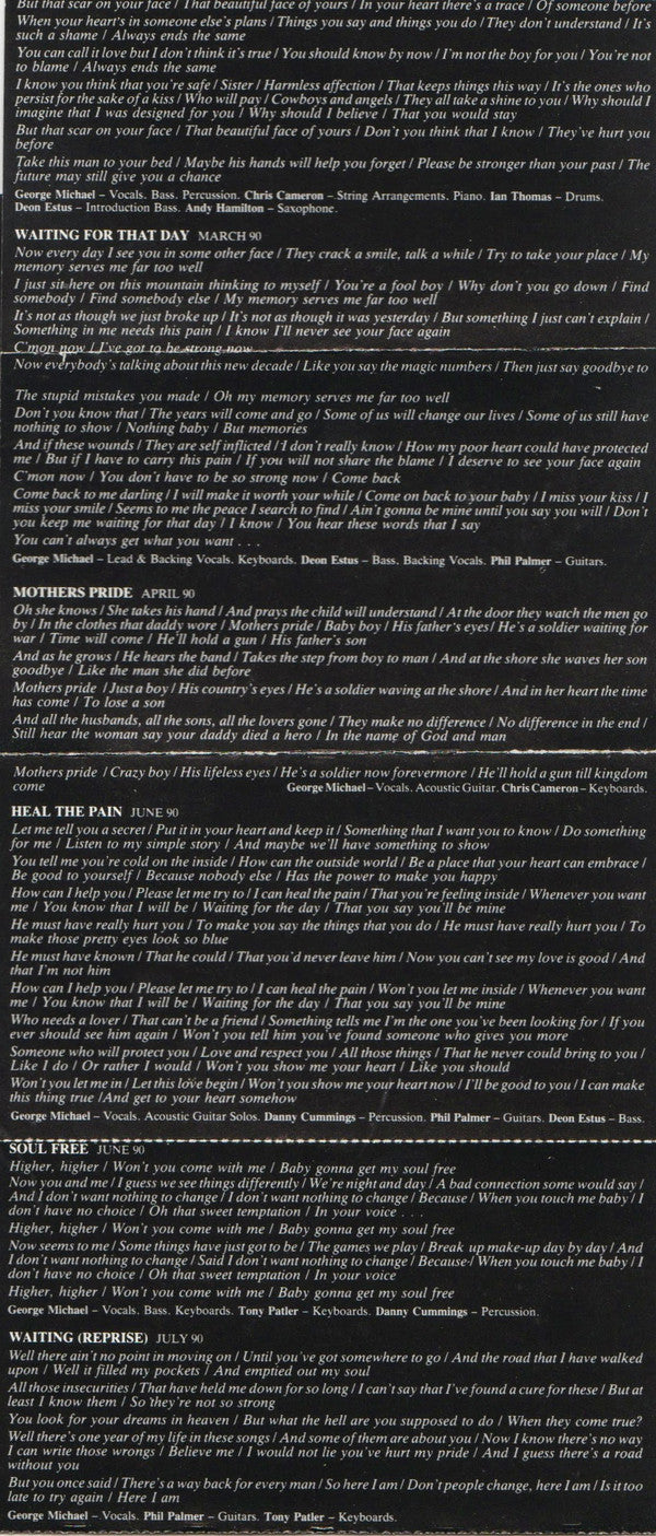 George Michael – Listen Without Prejudice (Vol. 1) (Cassette, Columbia, 1990) Image 5