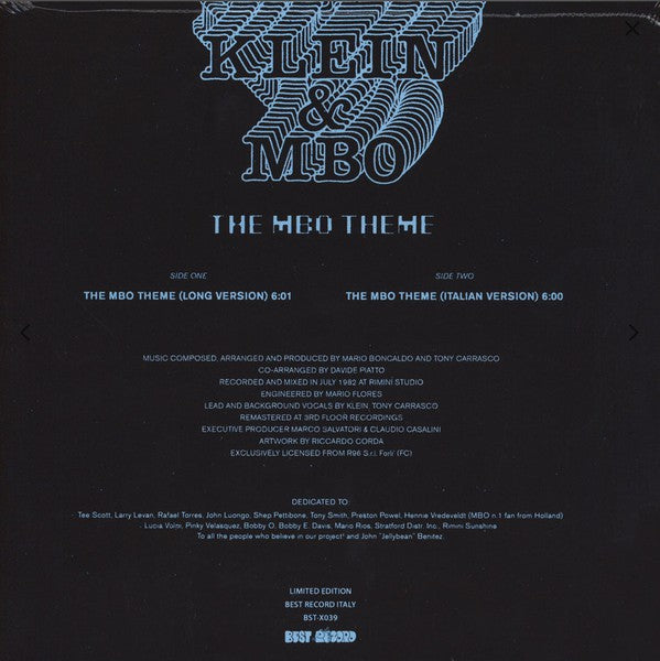 Klein & MBO* : The MBO Theme (12", Ltd, RM)