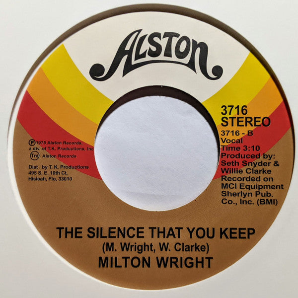 Milton Wright – Keep It Up (7", White, Alston Records, 2020) Image 3