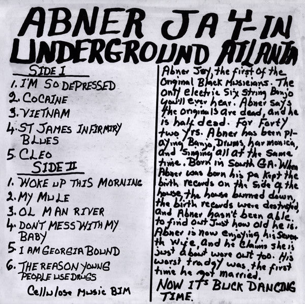 Abner Jay – True Story Of Abner Jay (LP, Mississippi Records, 2009) Back Cover