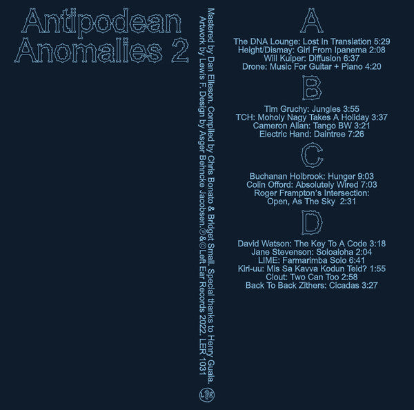 Various – Antipodean Anomalies 2 (2xLP, Left Ear Records, 2023) Back Cover