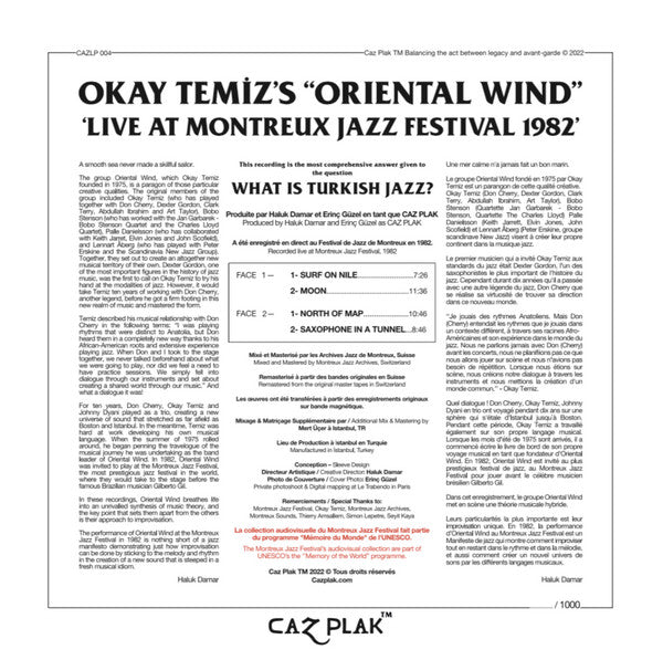 Okay Temiz Oriental Wind – Live At Montreux Jazz Festival 1982 (LP, CAZ PLAK, 2022) Back Cover
