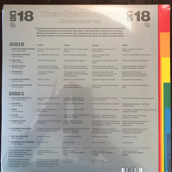 Klaus Weiss – Open Space Motion: Underscores (LP, Be With Records, 2022) Back Cover