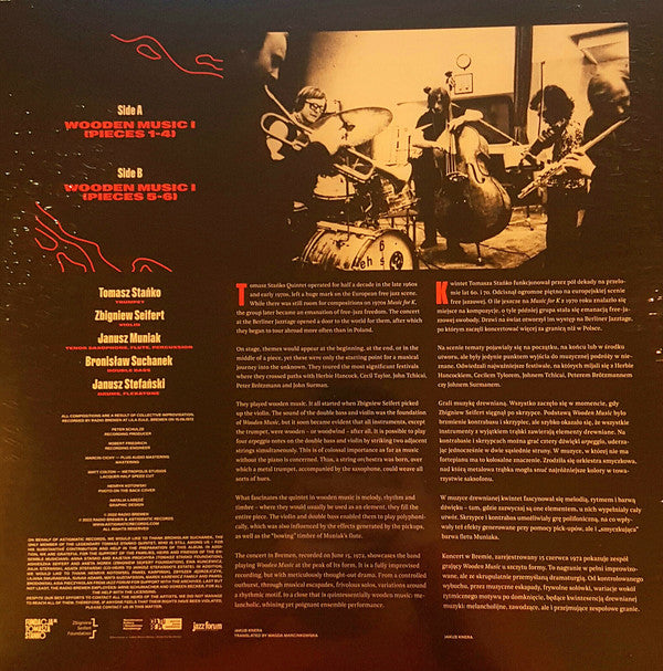 Tomasz Stańko Quintet – Wooden Music I (LP, Astigmatic Records, 2023) Back Cover