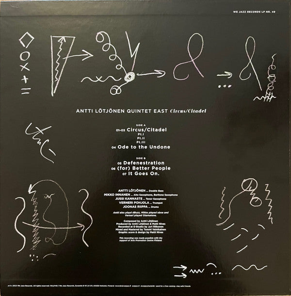 Antti Lötjönen Quintet East – Circus/Citadel (LP, We Jazz, 2023) Back Cover