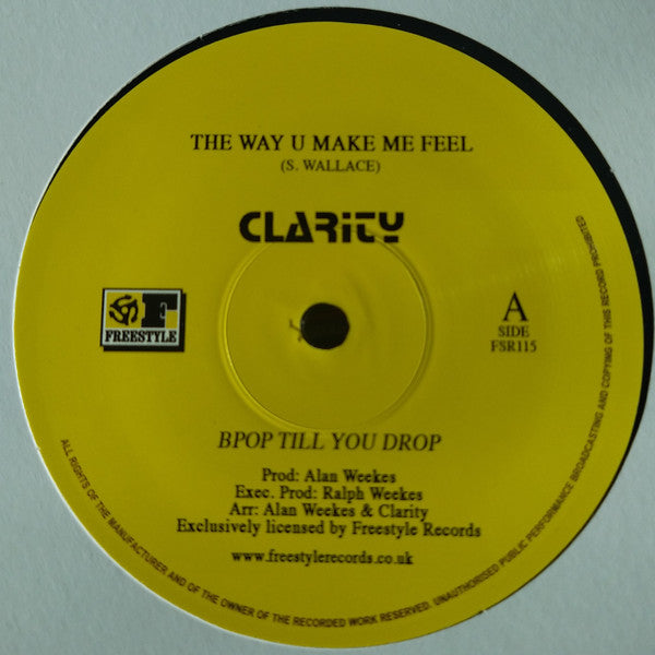 Clarity – The Way U Make Me Feel (12", Freestyle Records, 2023) Front Cover