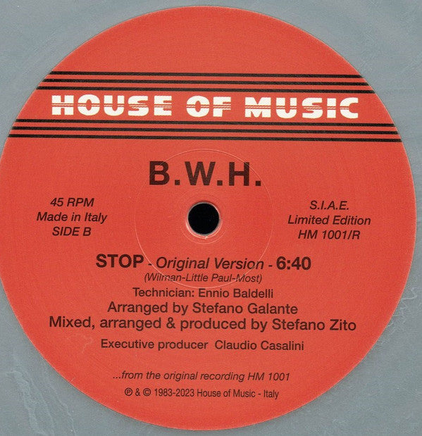 B.W.H. – Livin' Up (Original Version) (12", Grey Vinyl, House Of Music, 2023) Back Cover