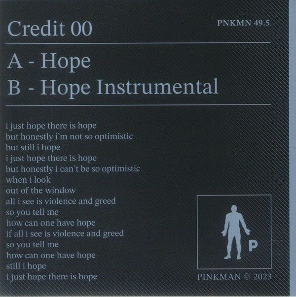 Credit 00 – Hope (7", Pinkman, 2023) Back Cover