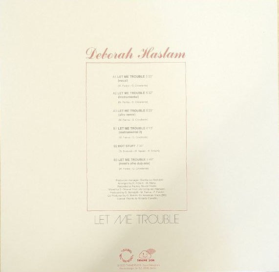Deborah Haslam – Let Me Trouble (12", THANK YOU, 2023) Back Cover