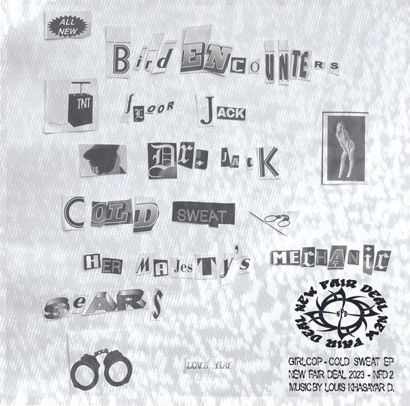 Girlcop – Cold Sweat (12", New Fair Deal, 2023) Back Cover