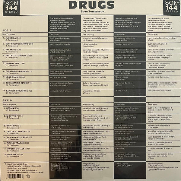 Sven Torstenson – Drugs (LP, Sonoton, 2023) Back Cover