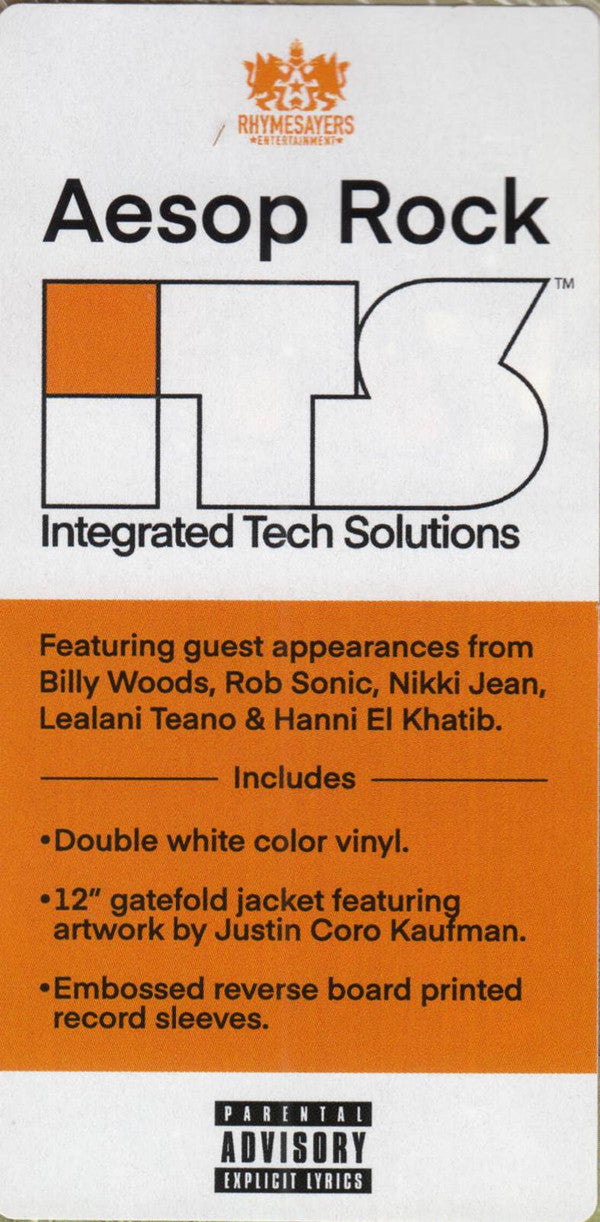 Aesop Rock – Integrated Tech Solutions (2xLP, White Opaque, Rhymesayers Entertainment, 2023) Back Cover