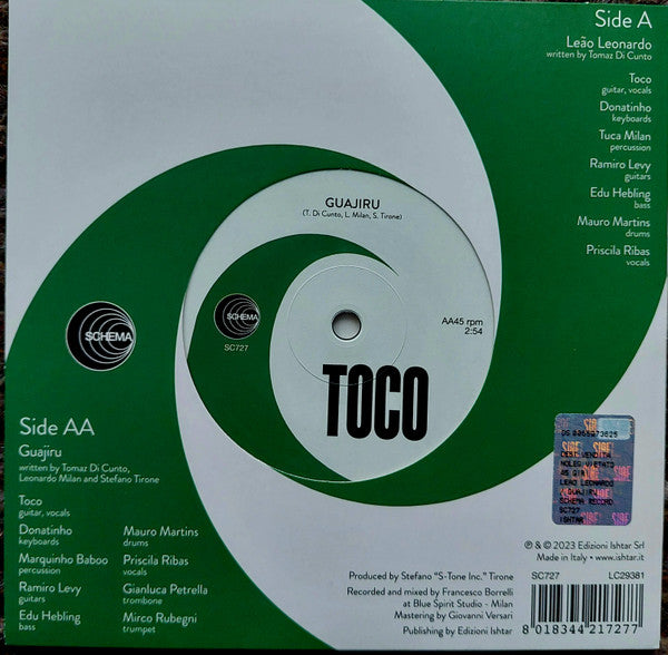 Toco – Leão Leonardo / Guajiru (7", Schema, 2023) Back Cover