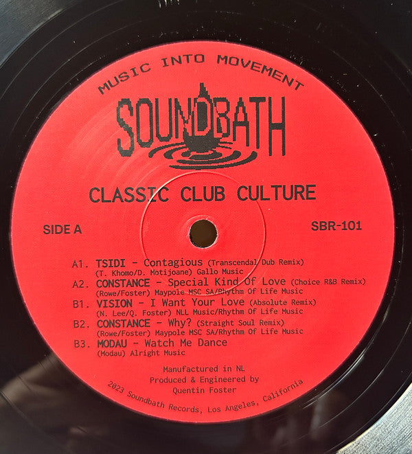 Various – Classic Club Culture EP (12", Soundbath Records, 2023) Back Cover