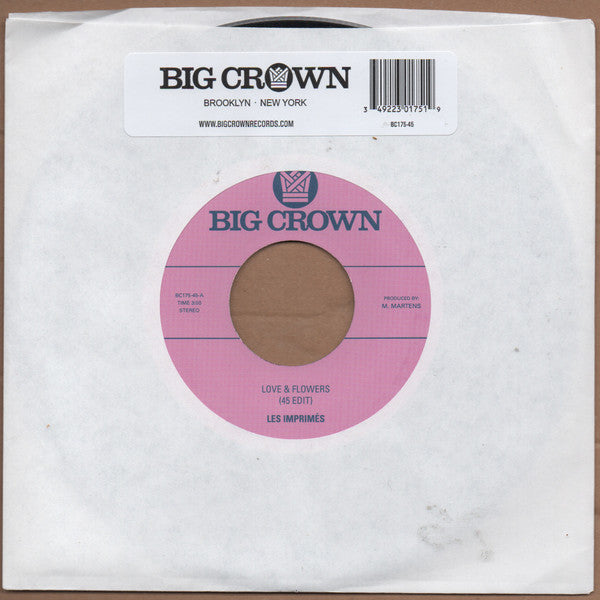 Les Imprimés – Love & Flowers / You (7", Big Crown Records, 2024) Front Cover