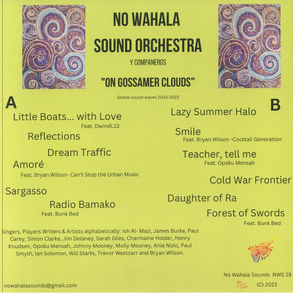 No Wahala Sound Orchestra – On Gossamer Clouds (LP, No Wahala Sounds, 2024) Back Cover