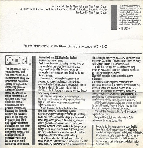 Talk Talk : The Colour Of Spring (Cass, Album, Dol)