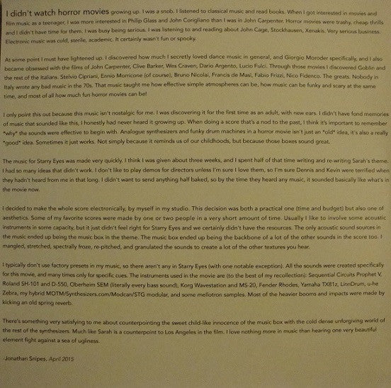 Jonathan Snipes – Starry Eyes (LP, Metallic Gold, Waxwork Records, 2015) Image 5