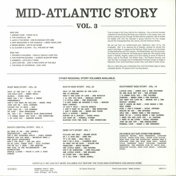 Various – Mid-Atlantic Story Vol. 3 (LP, Tri-Color, Numbero, 2023) Back Cover