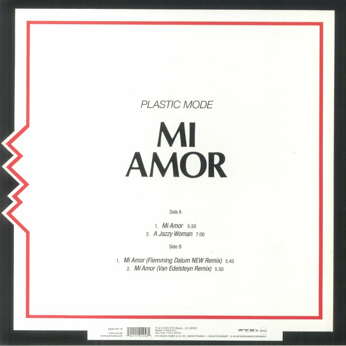 Plastic Mode – Mi Amor (12", ZYX Music, 2022) Back Cover