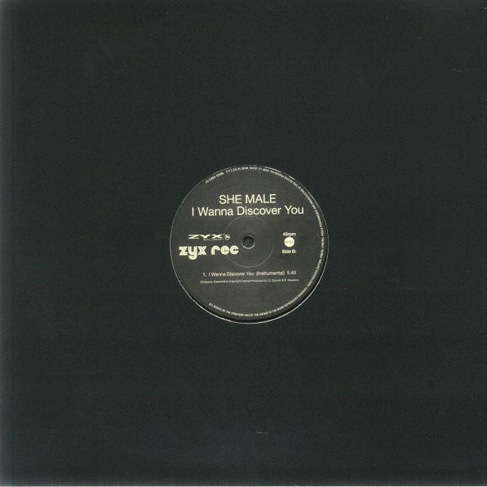 She Male – I Wanna Discover You (12", ZYX Music, 2021) Back Cover