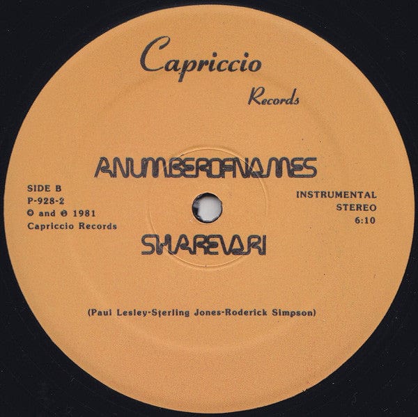 A Number Of Names – Sharevari (12", Capriccio Records, 2013) Back Cover