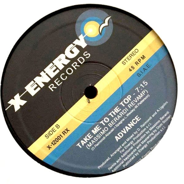 Advance - Take Me To The Top (Moplen / Massimo Berardi Remixes) (12") X-Energy Records