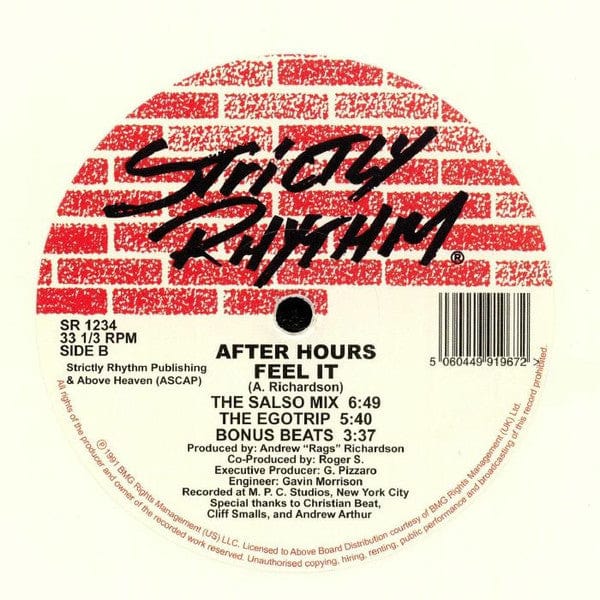 After Hours – Waterfalls / Feel It (12", White, Strictly Rhythm, 2020) Back Cover
