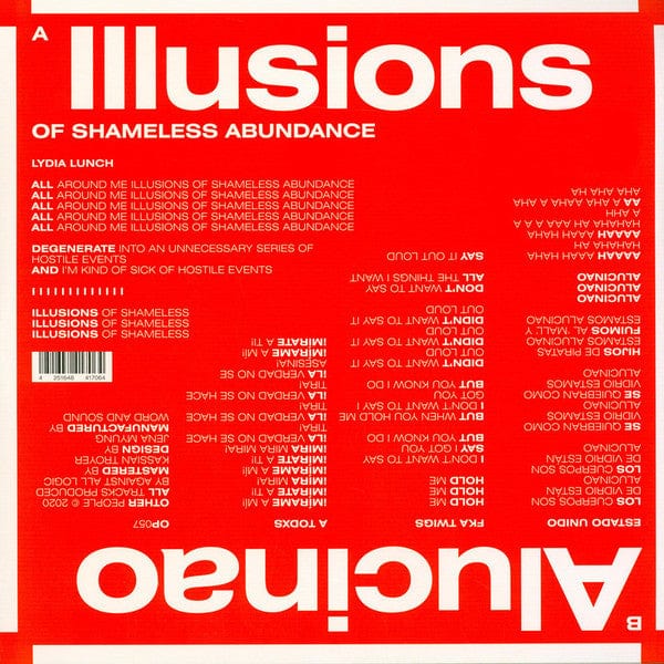 Against All Logic – Illusions Of Shameless Abundance (12", Other People, 2020) Back Cover