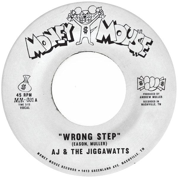 AJ & The Jiggawatts – Wrong Step (7", Gold, Money Mouse, 2021) Front Cover