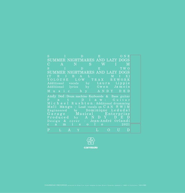 Andy Ded – Summer Nightmares And Lazy Dogs (12", Camisole Records, 2021) Back Cover