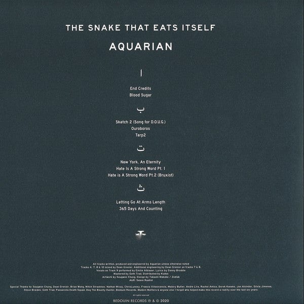 Aquarian – The Snake That Eats Itself (2x12", Bedouin Records, 2020) Back Cover