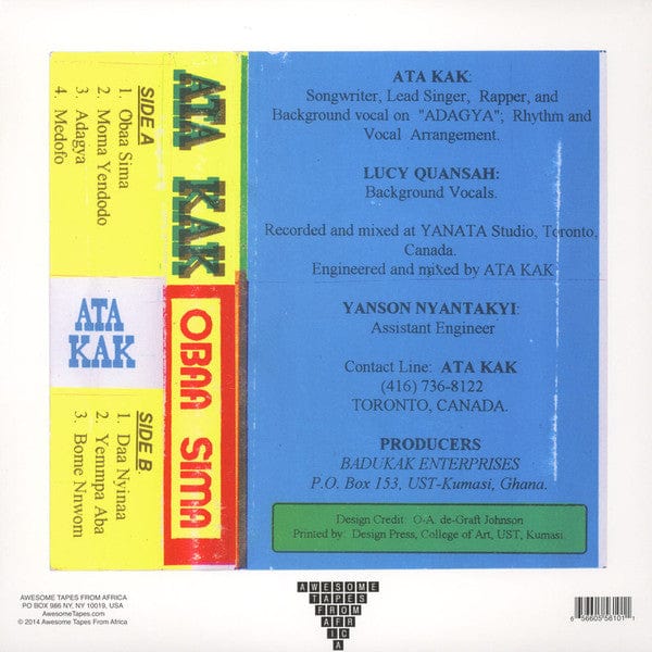 Ata Kak – Obaa Sima (LP, Awesome Tapes From Africa, 2015) Back Cover