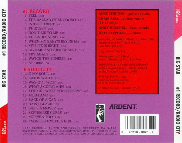 Big Star – #1 Record / Radio City (CD, Stax, 1992) Image 4