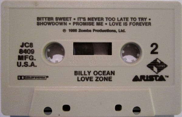Billy Ocean - Love Zone (Cassette) Jive, Arista Cassette 078221840941