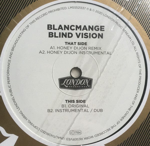 Blancmange - Blind Vision (Honey Dijon Remixes) (12") London Records Vinyl 5060555213374