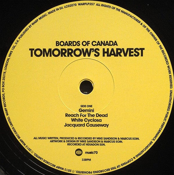 Boards Of Canada - Tomorrow's Harvest (2xLP) Warp Records,Music70 Vinyl 801061025717