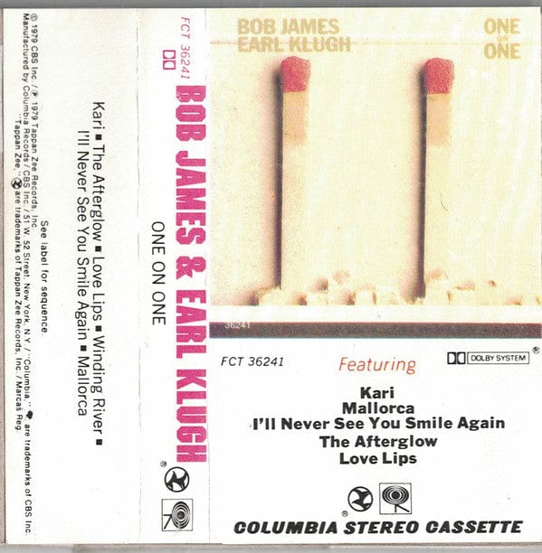 Bob James Earl Klugh – One On One (Cassette, Tappan Zee Records, 1979) Front Cover