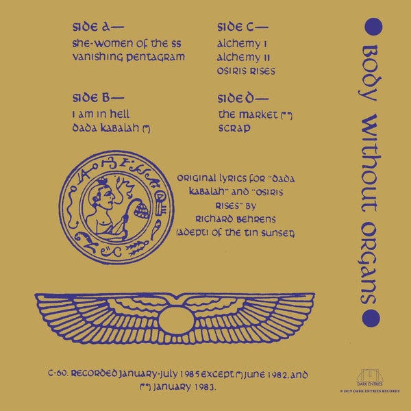 Body Without Organs – Isis And Thoth (2xLP, Dark Entries, 2019) Back Cover