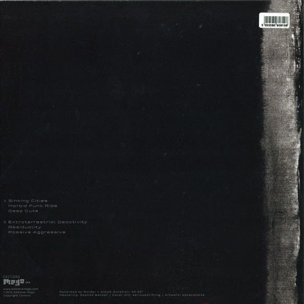 Bolder – Hostile Environment (LP, Editions Mego, 2014) Back Cover