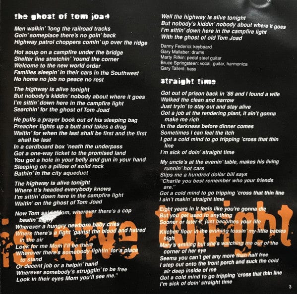 Bruce Springsteen – The Ghost Of Tom Joad (CD, Columbia, 1995) Image 5